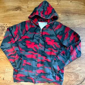 A/X Armani Exchange Red and Grey Camo Print Hoodie